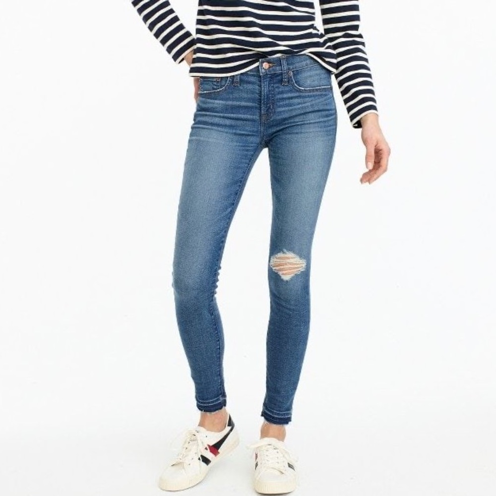 J.Crew 8" toothpick jean in Newcastle wash with let-down hem
